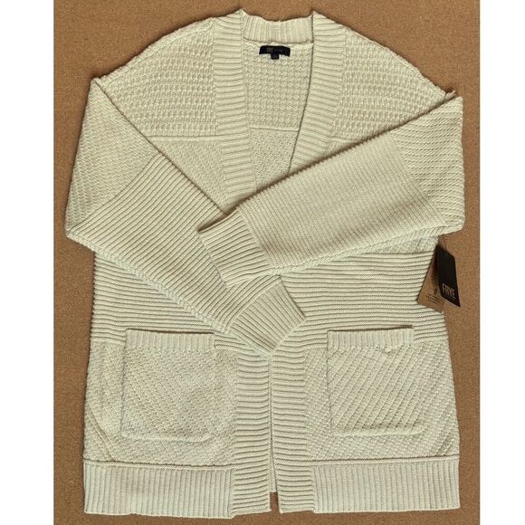 Frye Womens Open Cardigan Sweater‎ Textured Knit Natural Sz Large Tunic Boho NWT - Picture 5 of 11